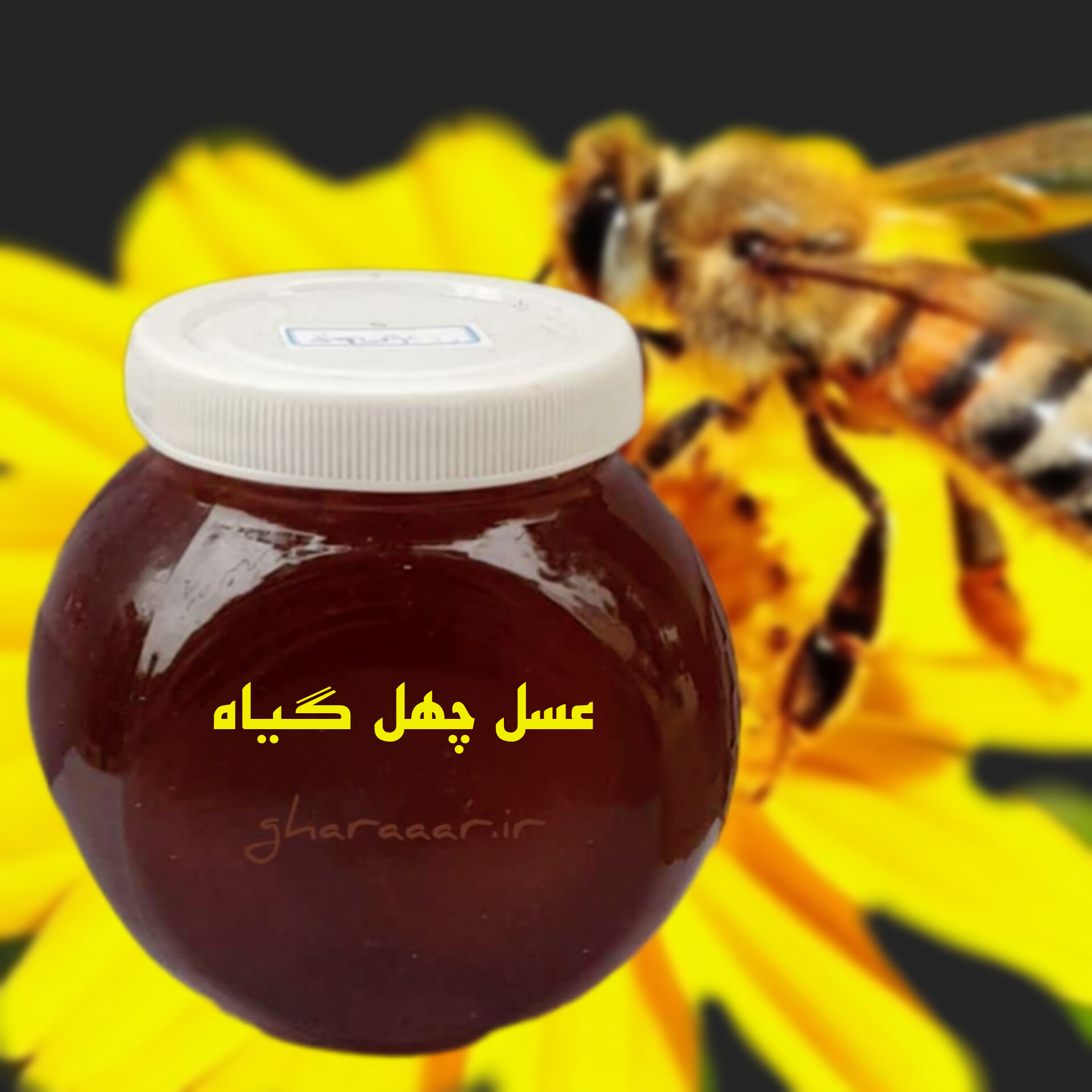 عسل چهل گیاه بزرگ شیشه‌ای